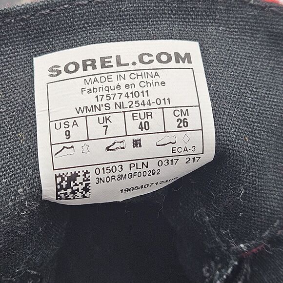 Sorel Out N About Duck Rain Boots Waterproof Women's Size US 9- Black Red Plaid - Picture 6 of 6